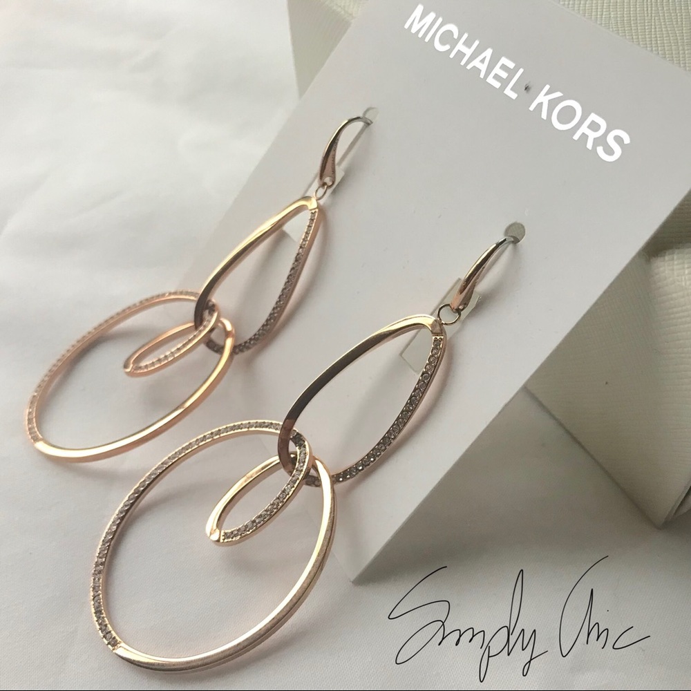 New MK powerful romance rose gold tone earrings - Picture 3 of 6